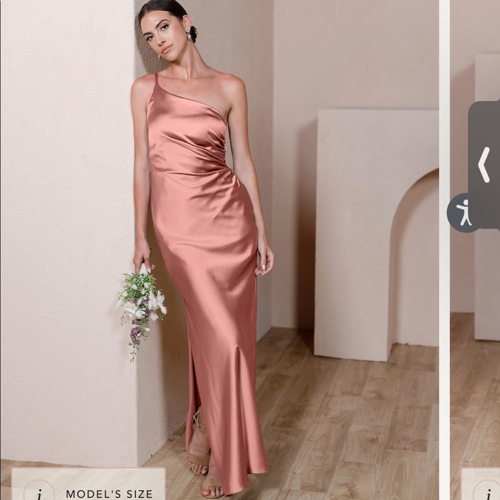 Revelry Jade Satin Dress in Desert Rose, Size 6 Regular Length